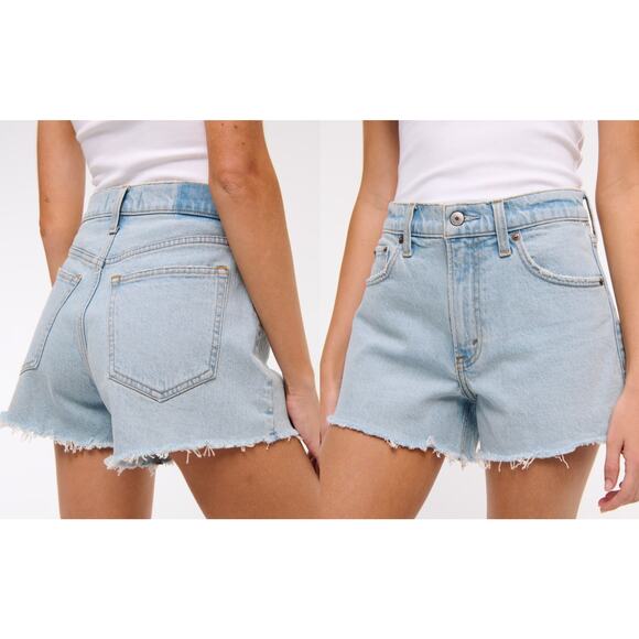 Abercrombie & Fitch | NWT High Rise 90s Cutoff Short in Light Wash | Sz 27 - Picture 1 of 11